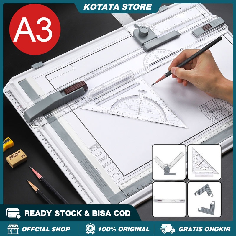 

[2024 baru]A3 Professional Drawing Board Terpercaya Meja Gambar Arsitek A3 Free Rotrin Isograph Rapido Promo