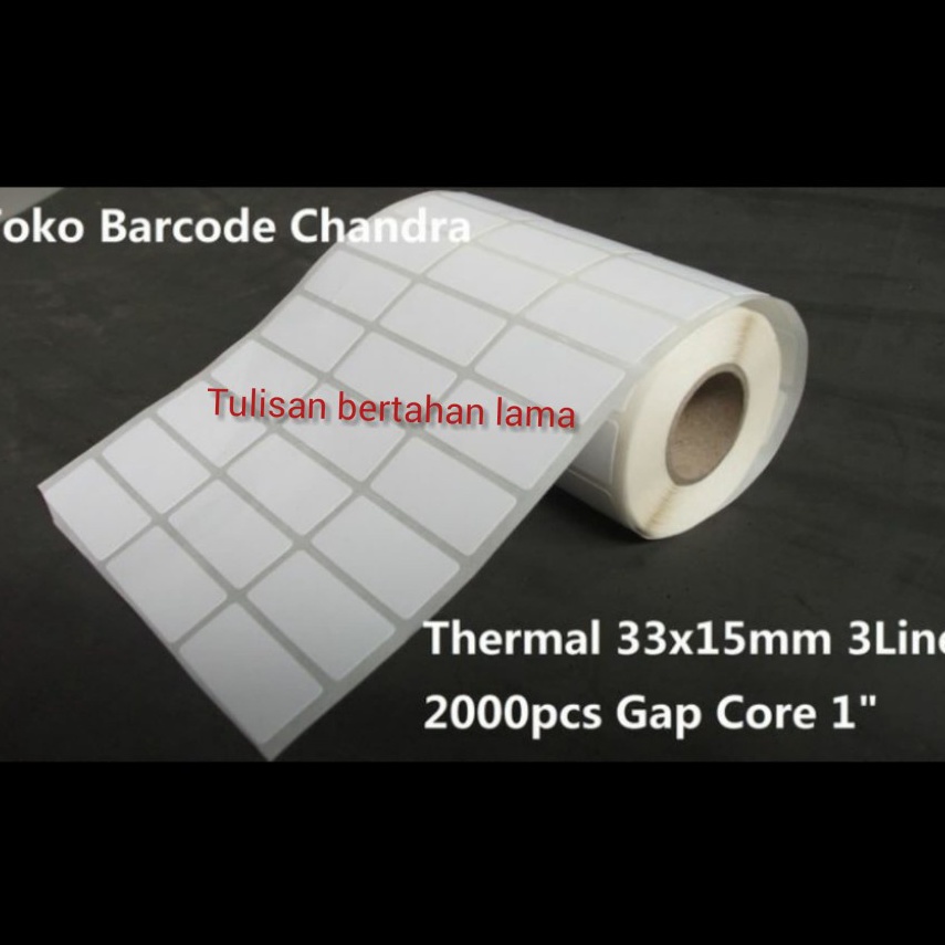 

KODE QVCQ8 Direct Thermal 33x15mm 3Line 2pcs Gap 2mm Core 1 Inchi Label Sticker Barcode