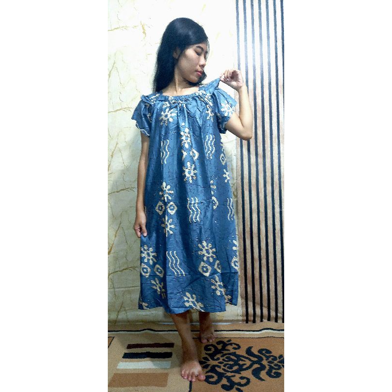 Daster Printing Luna Warna Biru Muda