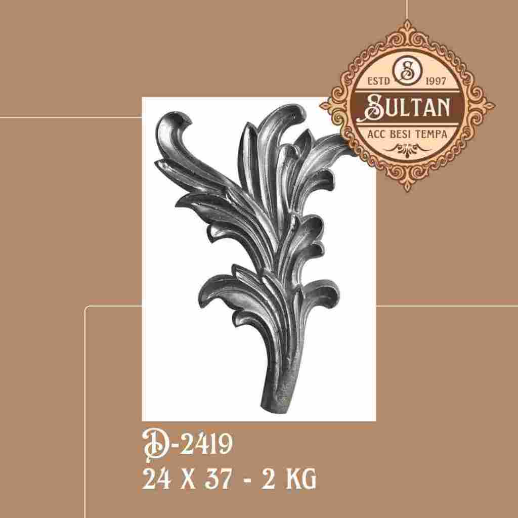 Sultan Besi Tempa / D-2419 / Ornamen Daun Besi Tempa / Ornamen Pagar Besi Klasik / Aksesoris Besi Te
