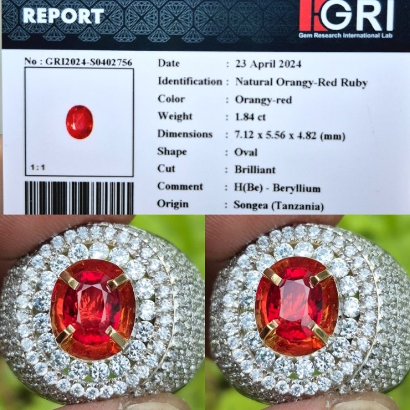Natural Ruby Songea Top HQ Memo GRI Lab