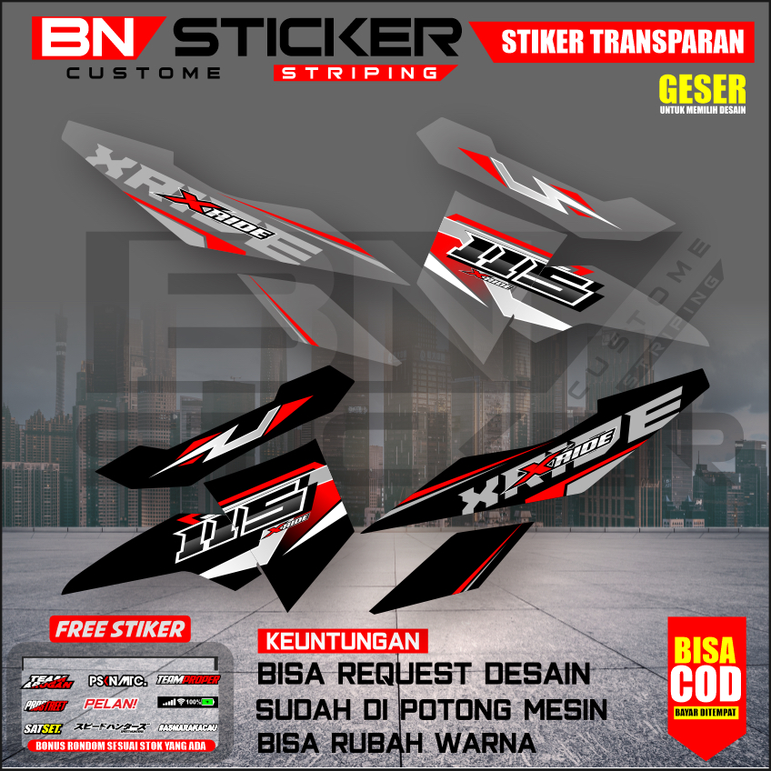 STRIPING YAMAHA X-RIDE 115 MINIMALIS TRANSPARAN VARIASI CUSTOM X-RIDE 115 VARIASI MOTIF SIMPLE RD-1