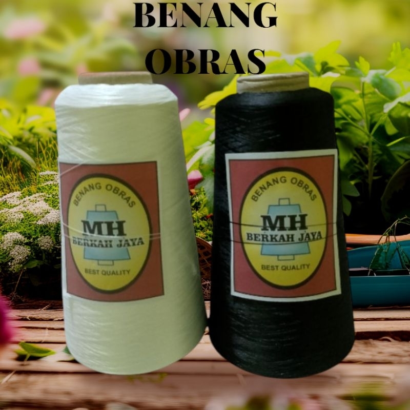 Benang Jahit Obras HITAM&PUTIH 500 Gram/ 12 KG Bahan 100% Polyester