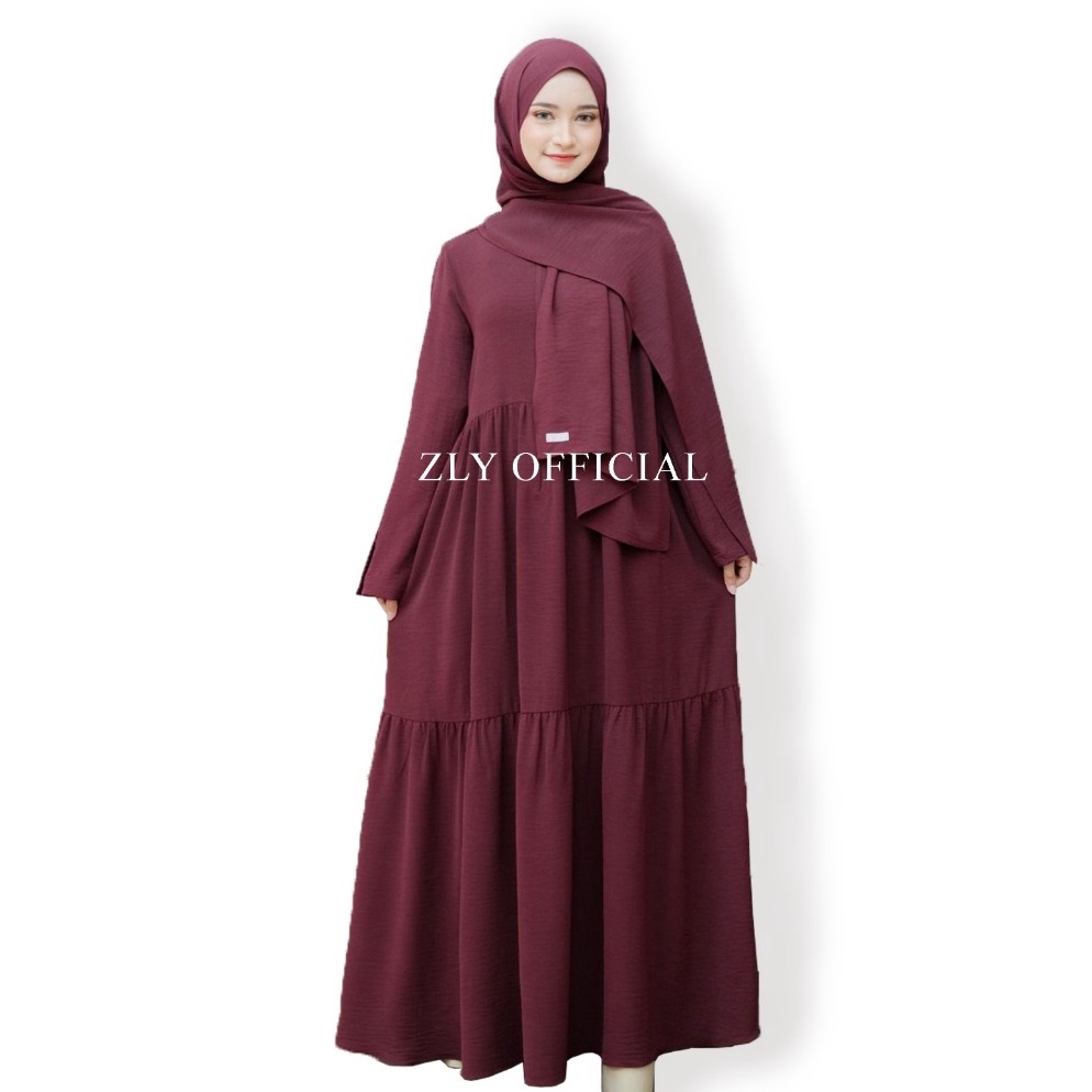 KODE L78I Aqila Gamis Susun Crinkle Airflow Premium Flowly Busui Polos Elegan Tidak Menerawang By ZL