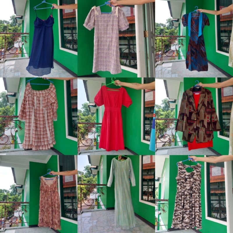 Dress Panjang Mini Midi Thrift Batik, Bunga, y2k, vintage