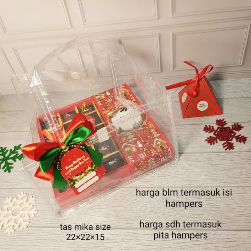

Tas Mika Plastik 22×22x15 include pita hampers Natal khusus pembelian hampers di toko ini