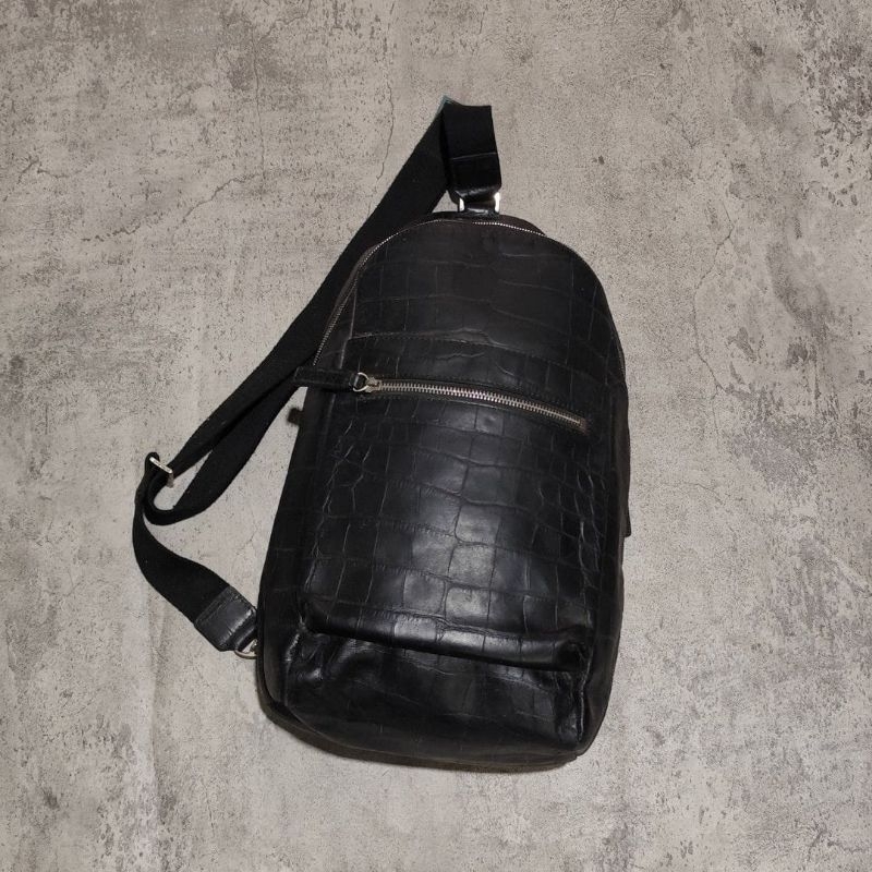 Tas cross body defaye black croco hitam