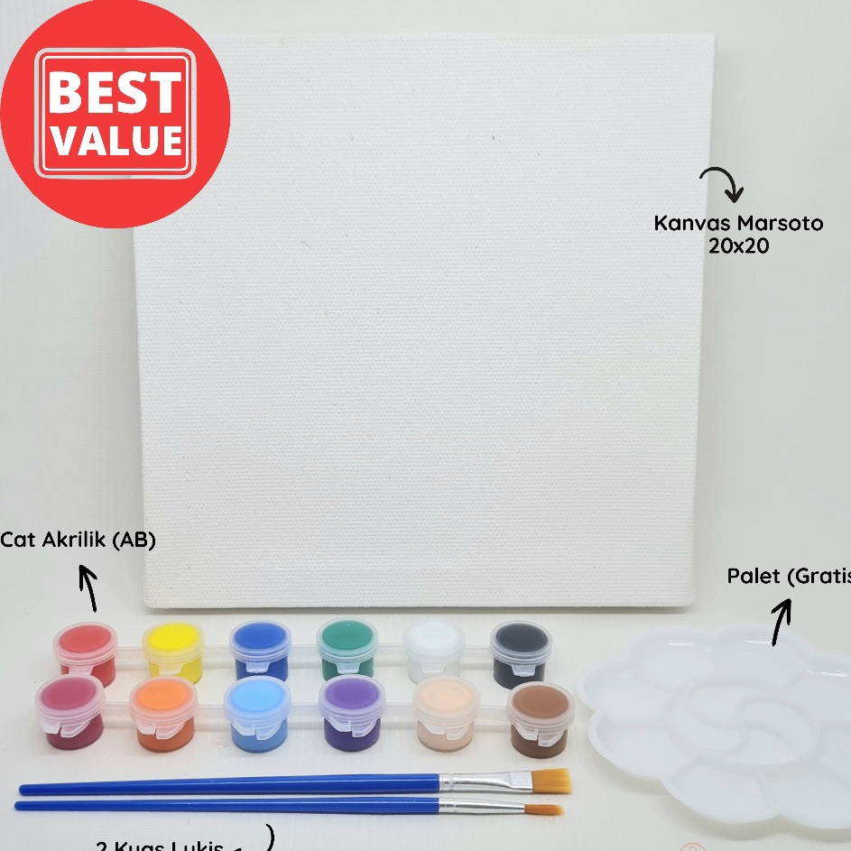 

Paling Top Paket Melukis Painting Kit Lengkap Hemat Kanvas 2x2 Cat Akrilik Palet Kuas BEST VALUE