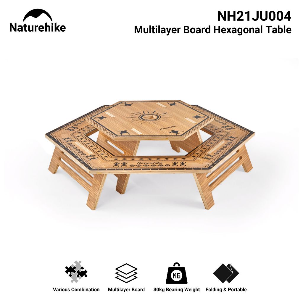MEJA HEXAGONAL NATUREHIKE NH21JU004 MULTIPLAYER BOARD MEJA PORTABLE MULTIFUNGSI PIKNIK CAMPING GLAMP