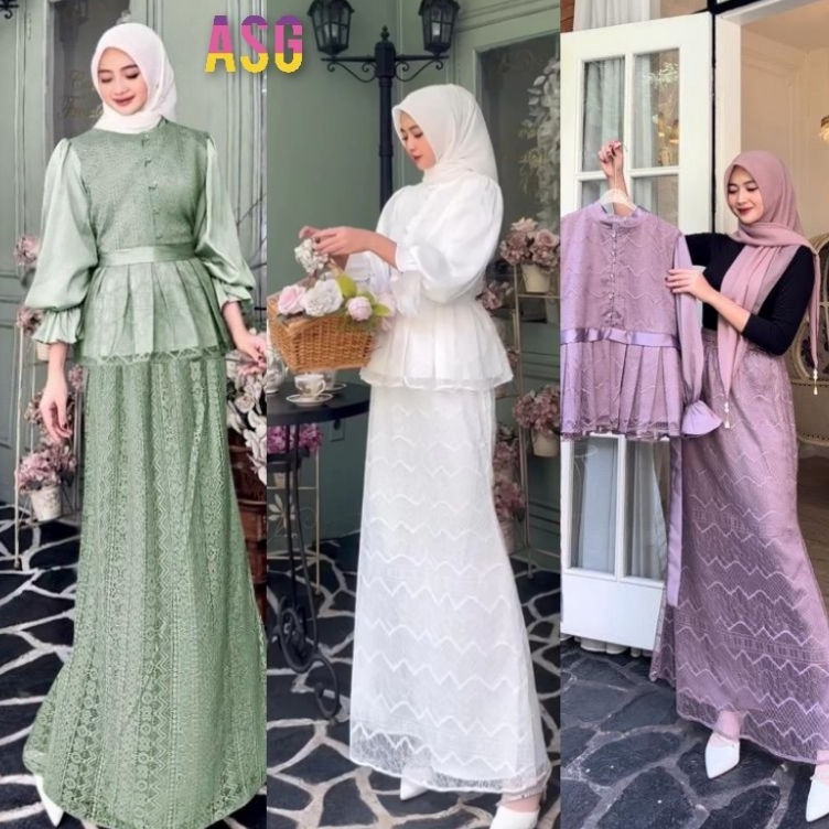 Lebih Bagus  Mia Gamis One Set Brukat Terbaru Premium Remaja Dewasa Wanita Terkini Dress Fashion Pes