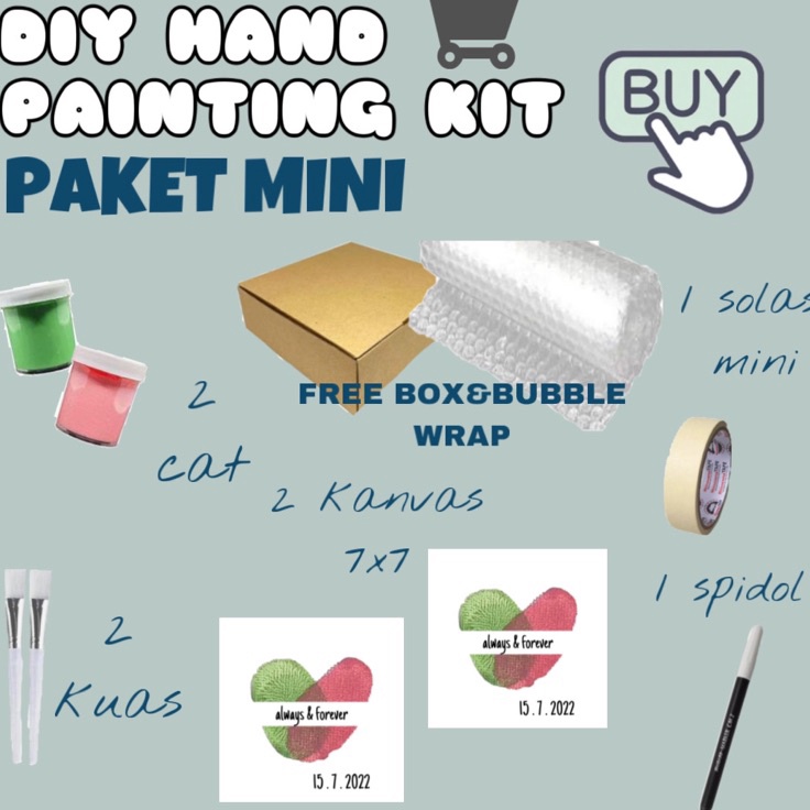 

Murah Terbaru free boxPAKET MINI DIY HAND PAINTING KIT CAP TANGAN KANVAS COUPLE