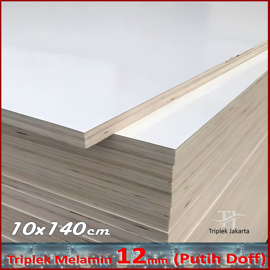 Triplek Melamin 12mm 10x140 cm ( 140x10 cm | ISI 2 LEMBAR ) Triplek Putih Doff 1 Muka 12mm 10x140 cm