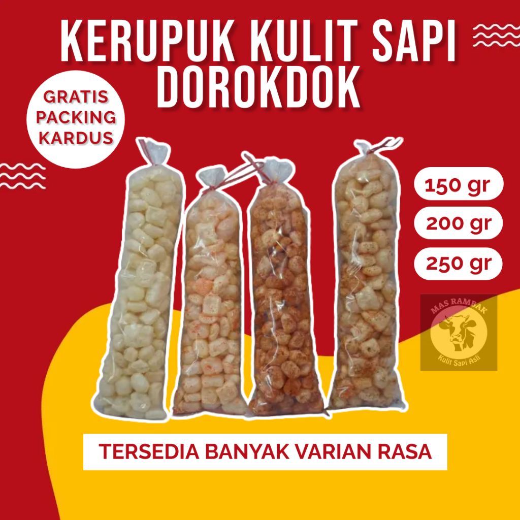 

Kerupuk Kulit Sapi 1 Bal Dorokdok Rambak Kulit Asli Krupuk Aneka Rasa Original Pedas Halal