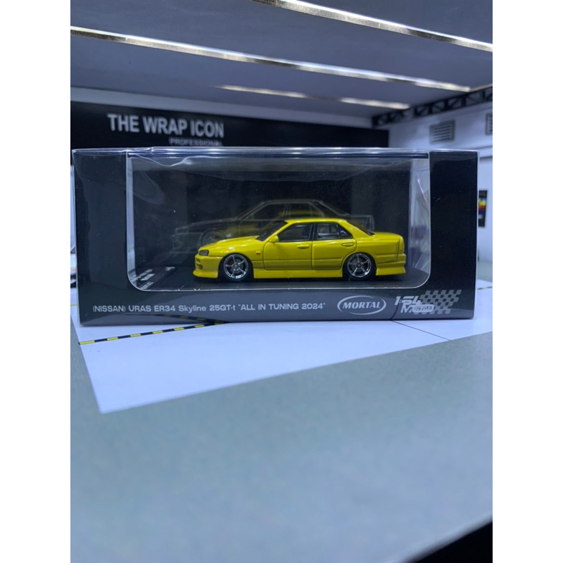 MORTAL Nissan er34 uras yellow barang rare jok depan warna biru bawaan diecast 1/64