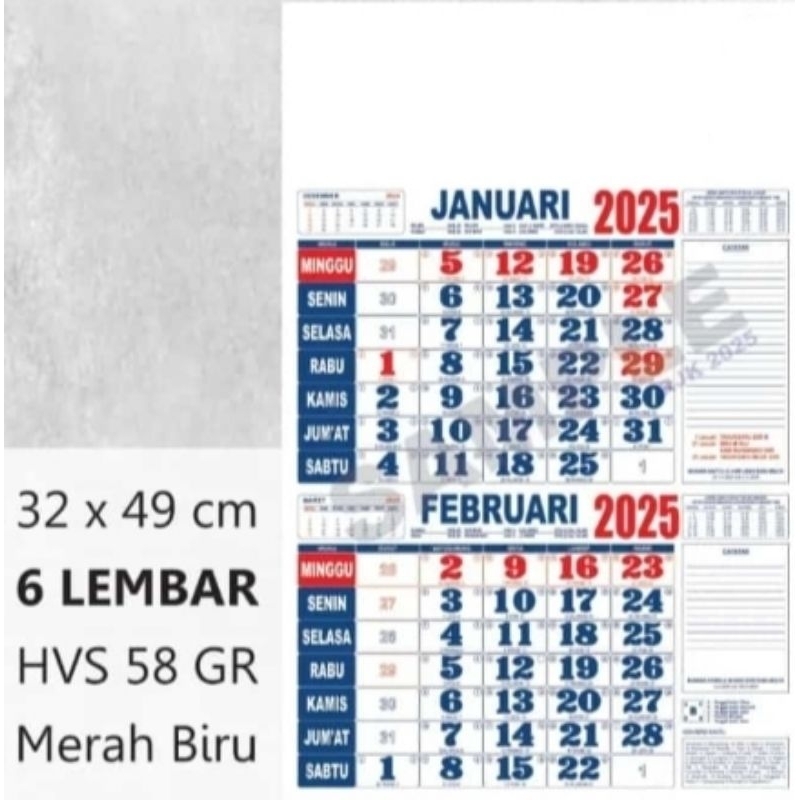 

Kalender / Tanggalan dwibulanan 2025 polos murah meriah