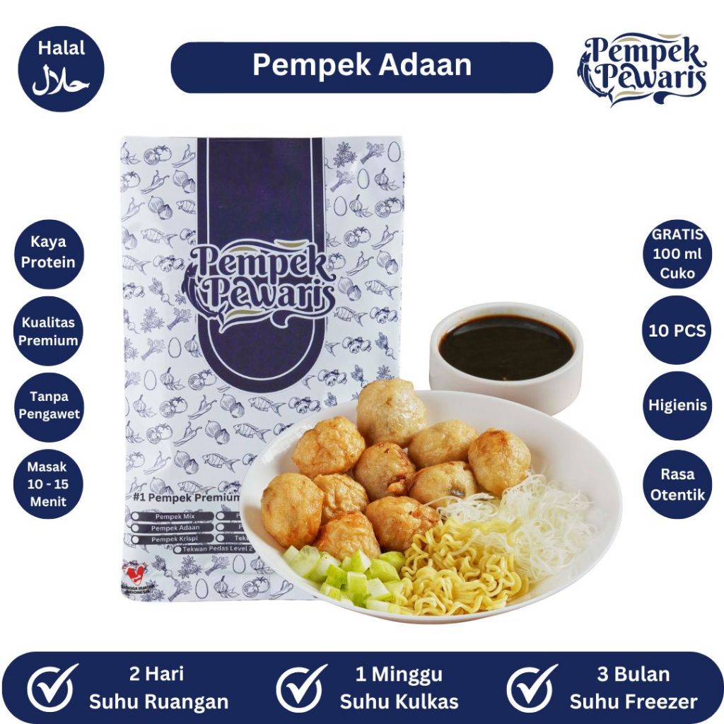 

Pempek Pewaris - Pempek Adaan 10 pcs + Cuko 100ml