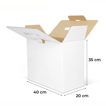 

( 5 pcs ) Box Handle Putih Polos Kardus Packing Oleh Oleh Dus Parcel Jinjing Ukuran 40x20x35cm