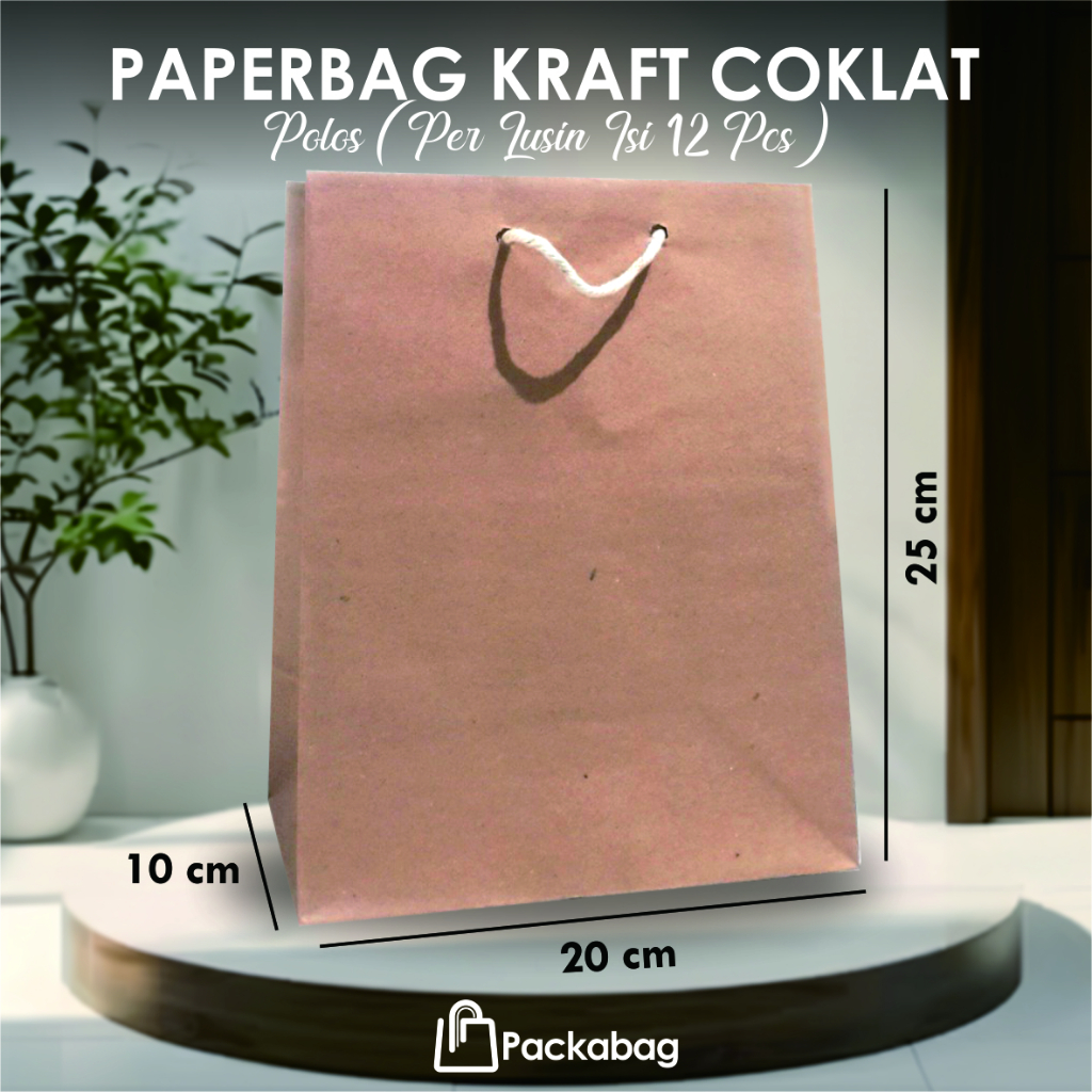 

(12pcs) PAPER BAG POLOS COKLAT KRAFT LUSINAN - TAS SOUVENIR PERNIKAHAN BAHAN KRAFT MURAH 20 X 25 X 10 CM