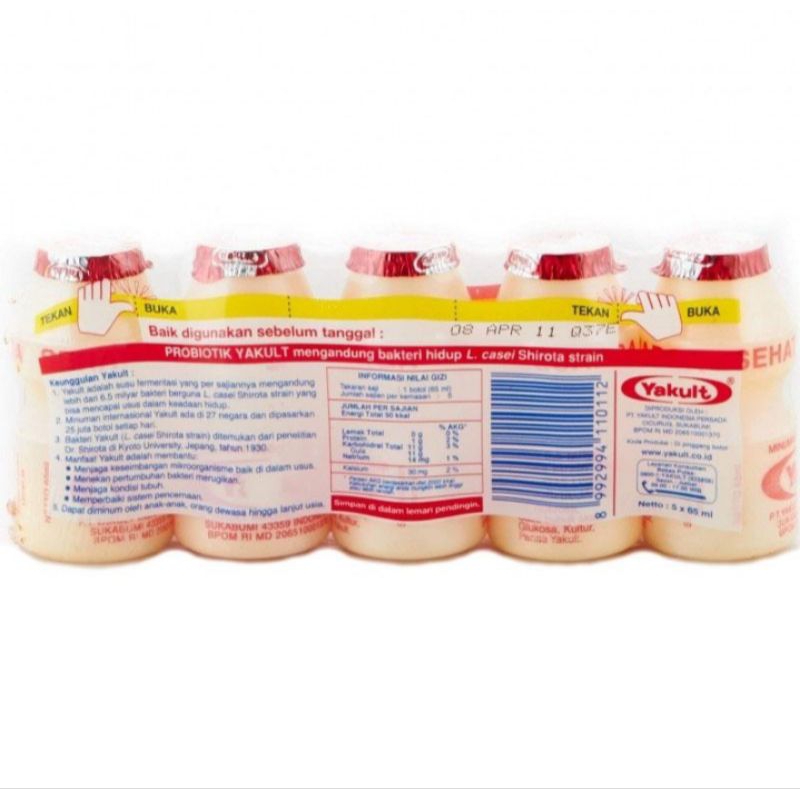 

Yakult Minuman Probiotik 5 pcs / Yakult Light Minuman Susu Fermentasi 5 x 65 ml