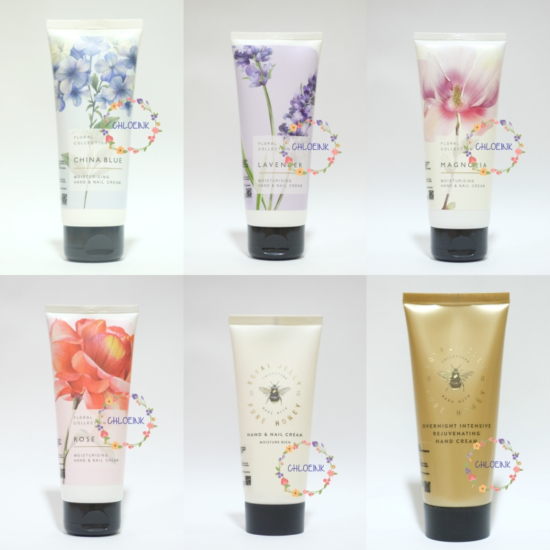 NEW  MARK & SPENCER HAND NAIL CREAM CHINA BLUE GERANIUM LAVENDER MAGNOLIA ROSE ROYAL JELLY GOLD