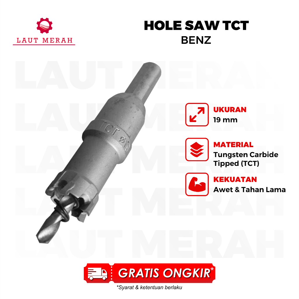 Hole Saw TCT BENZ WERKZ HoleSaw Carbide TCT untuk Stailess baja Pembolong Besi - 19mm
