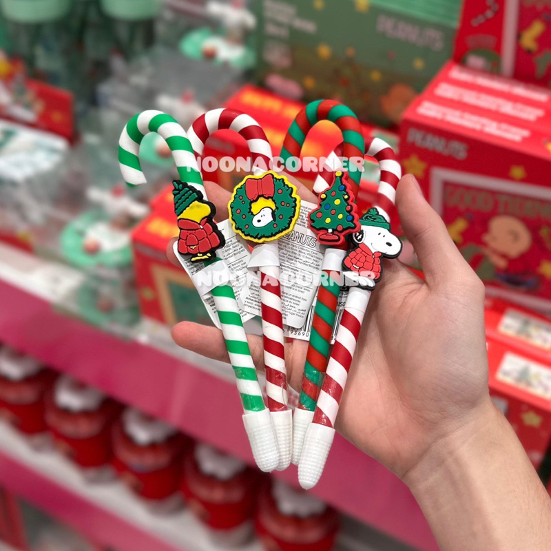 

Miniso x Peanuts ‼️ Ballpoint / Pulpen Gel Snoopy Christmas Candy Cane Party Collections (0.5mm)