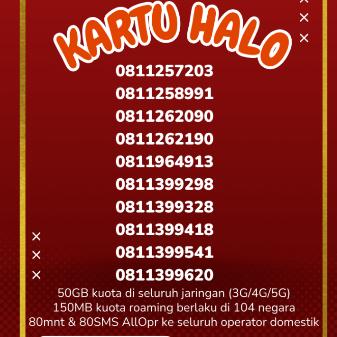 Kuota 50GB  Telkomsel kartu halo 10 digit nomor cantik Nomor langka 1
