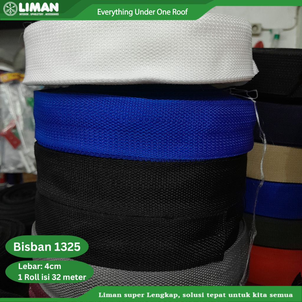 Bisban 1325 lebar 4cm Roll (isi 32 Meter) / Webbing / Pelipit