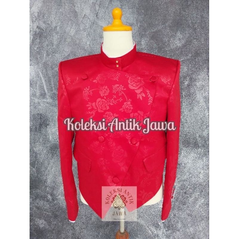 Beskap Solo Krowok Alusan Jaguar Silk Premium Merah