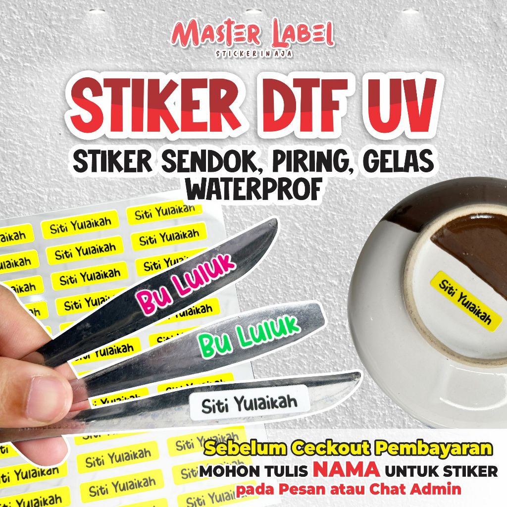 

Stiker Sendok Piring Gelas Waterprof / STIKER DTF UV / stiker waterproff / stiker prabot