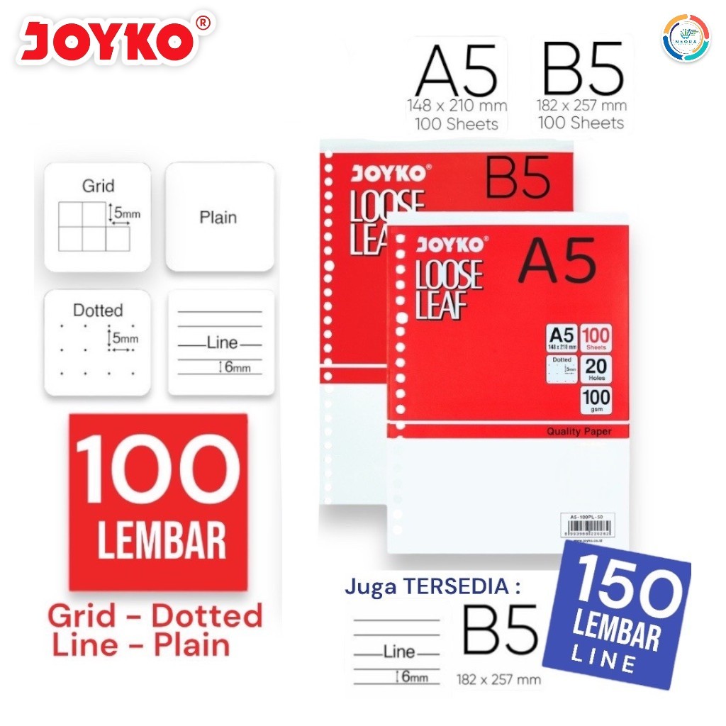 

Joyko Loose Leaf | Kertas Isi File Binder A5 - B5 (100 & 150 Lembar)