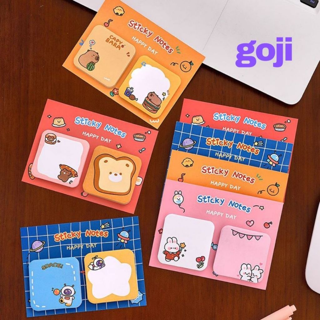 

GOJI Sticky Notes Set Isi 60 Lembar Model Kotak Berwarna Stick Note Catatan Kertas Tempel Persegi