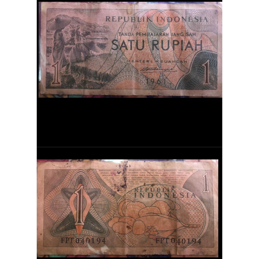 Mata Uang Kuno Indonesia 1 Rupiah Tahun 1961