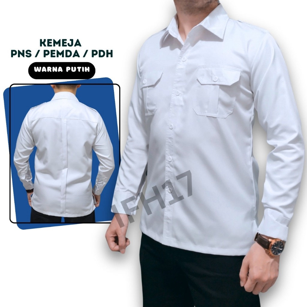 Kemeja PNS / Pemda PDWarna Putih, seragam PDH putih PRIA , kemeja kerja polos putih, seragam PNS put