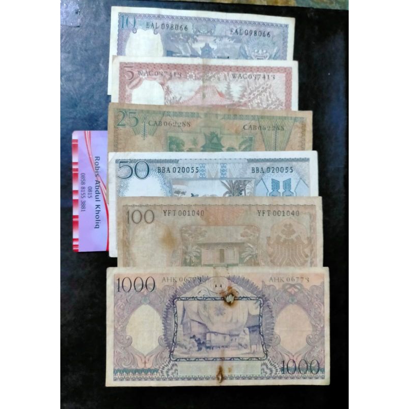 uang kuno set seri pekerja 5 rupiah sampai 1000 rupiah pekerja tanpa 500 pekerja