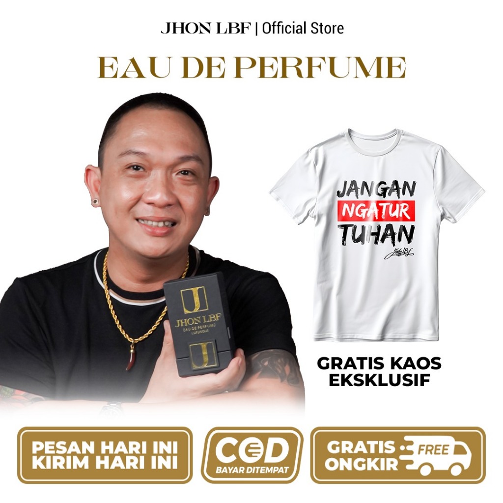 JHON LBF Eau De Perfume | Free Kaos Eksklusif Jangan Ngatur Tuhan Warna Putih