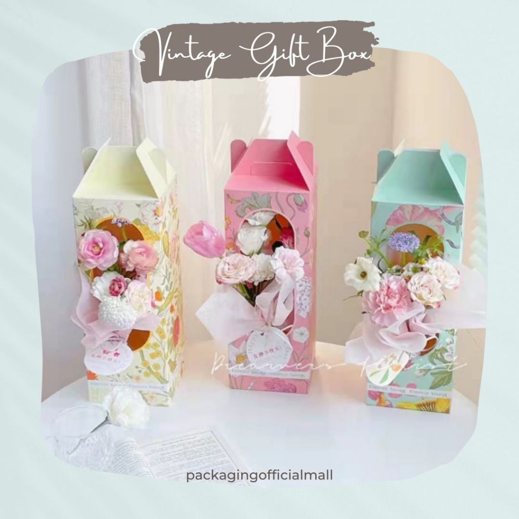 

VINTAGE GIFT BOX / KERANJANG BUKET BUNGA / AKSESORIS BUKET / FLORIST BAG SUPPLY / FLOWER BASKET / PAPER BAG