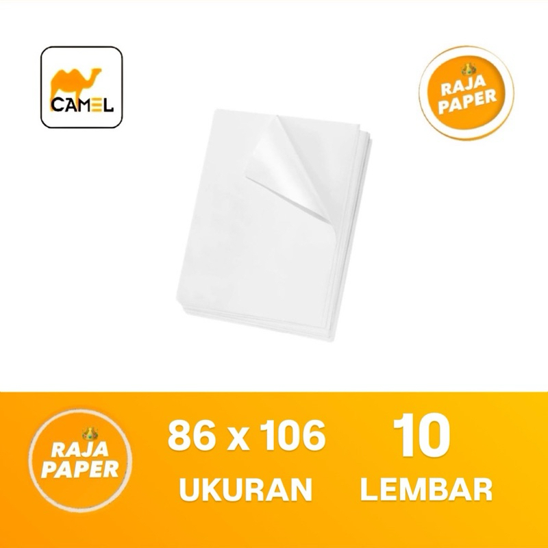 

Kertas Sticker Vinyl Glossy Ukuran PLANO 86 Cm x 106 Cm 10 Lembar By CAMEL ( 860 Mm x 1060 Mm ) 10 Lbr 10 Pcs Stiker Vinil Vynil Gloss
