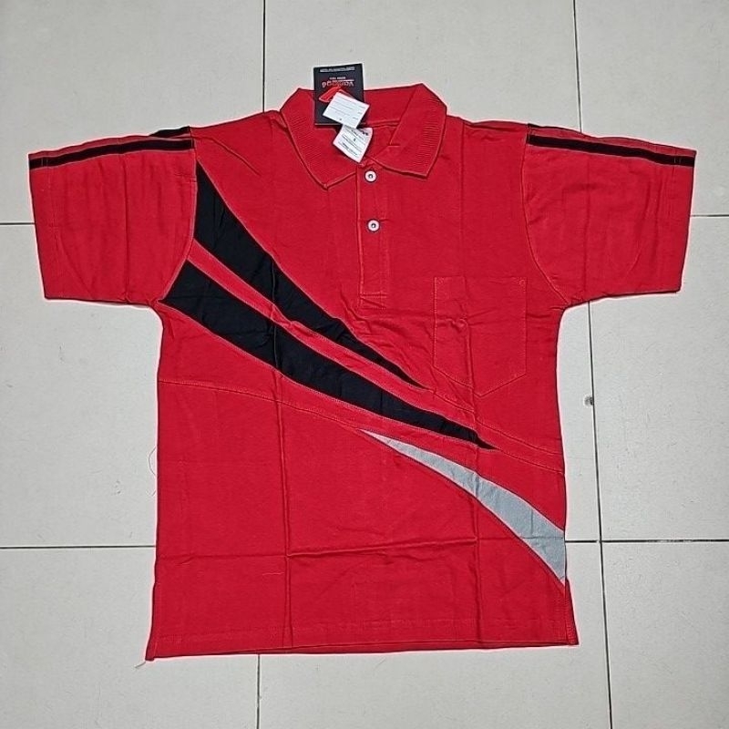 KAOS OLAHRAGA / BAJU SERAGAM OLAHRAGA VBL52 BAHAN POLO KATUN WARNA MERAH KOMBINASI HITAM