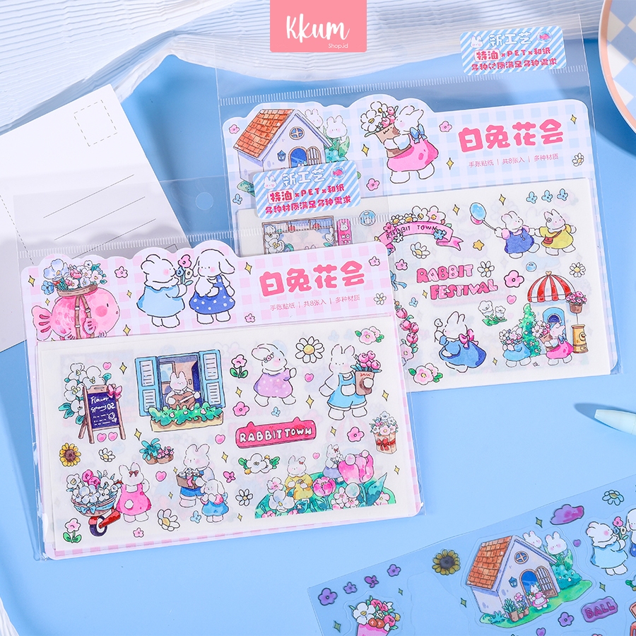 

8PCS Stiker Lucu Karakter Rabbit DIY