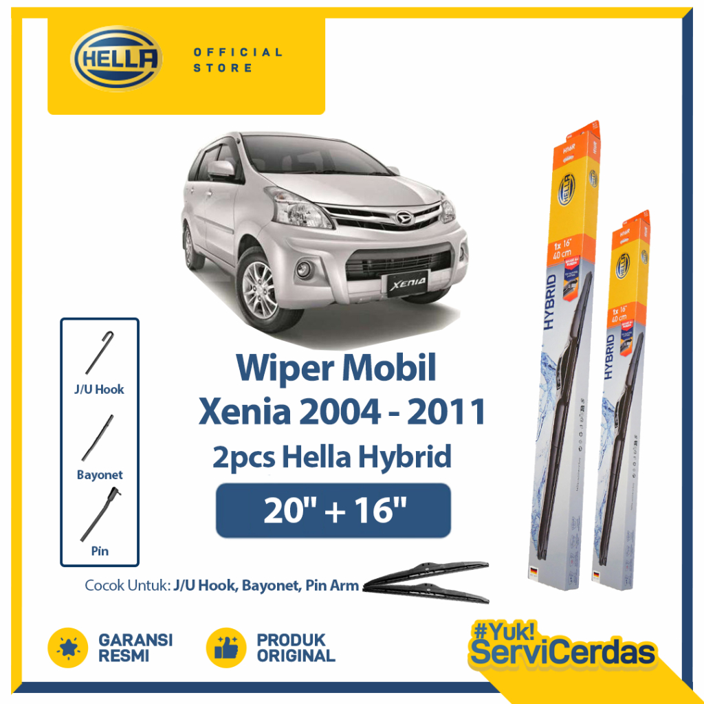 Wiper Mobil DAIHATSU Xenia 2004 - 2011 20" + 16" (2pcs) - HELLA Hybrid