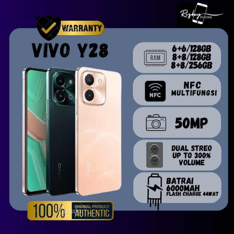 Vivo Y28 ram 6+6/128GB | 8+8/128GB | 8+8/256GB | HP BATRAI AWET | BATRAI 6000MAH | NEW GARANSI RESMI