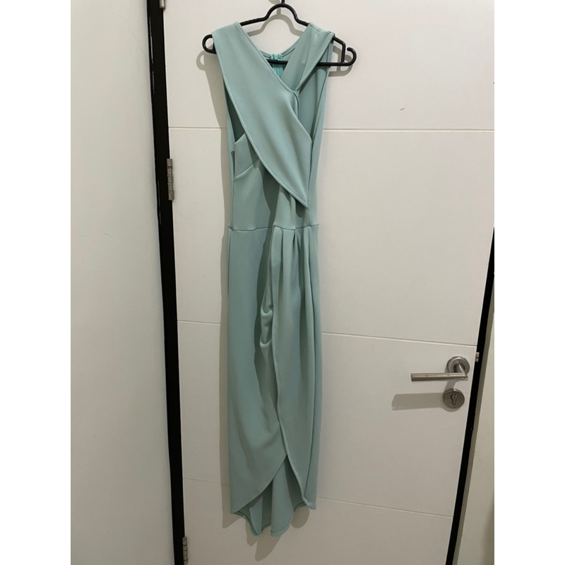 preloved dress pesta raveloux warna hijau mint size S