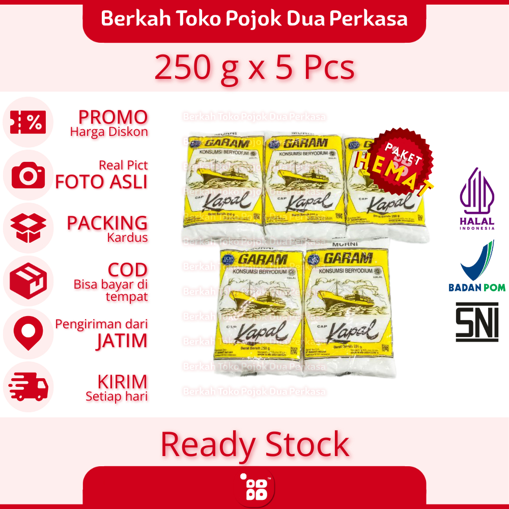 

PHM Cap Kapal Garam Konsumsi Beryodium 250 g isi 5 Pcs [JATIM]