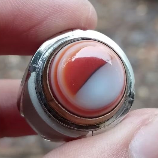 Cincin Batu Akik Sulaiman Merah Putih