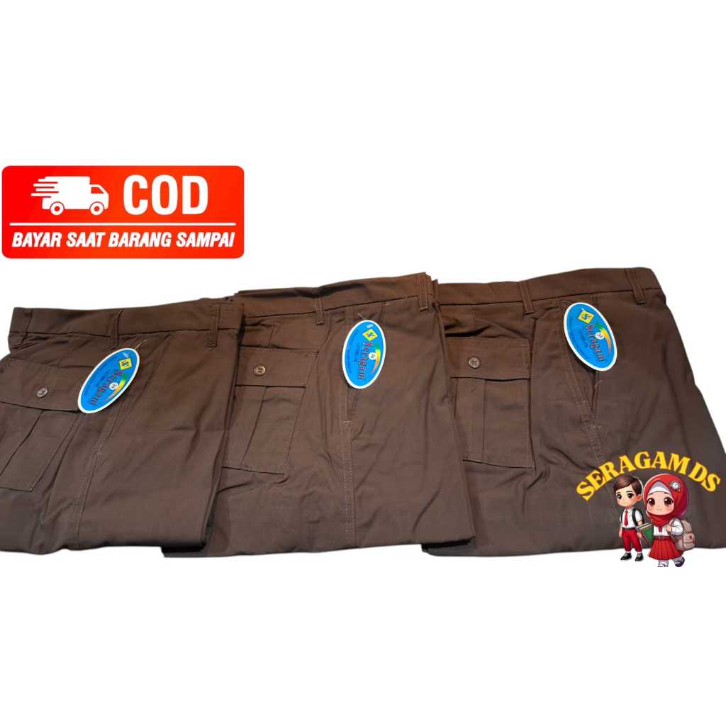 Celana Sekolah Pramuka Penggalang/PDL/Gemblok Non Karet MERK SERAGAM