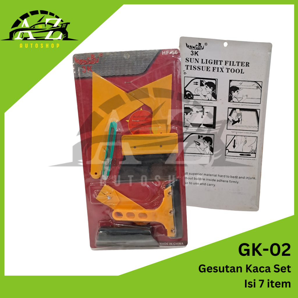 GESUTAN KACA SET ISI 7 ITEM / ALAT PASANG KACA FILM STICKER / WIPER KACA / SCRAPPER KACA FILM