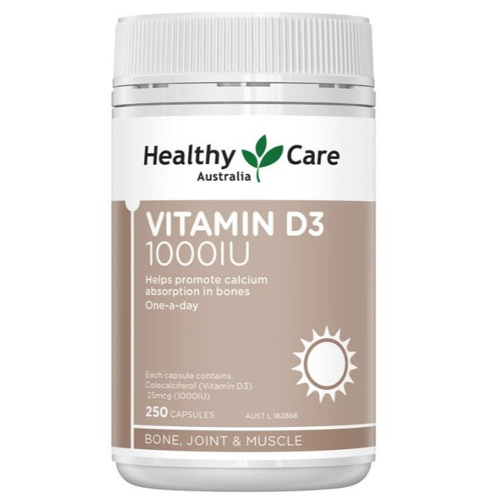 Healthy Care Vitamin D3 1000IU Health Vit D 3 1000 IU 250 capsules kapsul