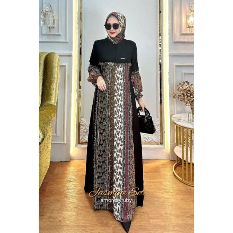 SET HIJAB + GAMIS EDISI JASMINE DRESS AMORE BY RUBY TERBARU KEKINIAN