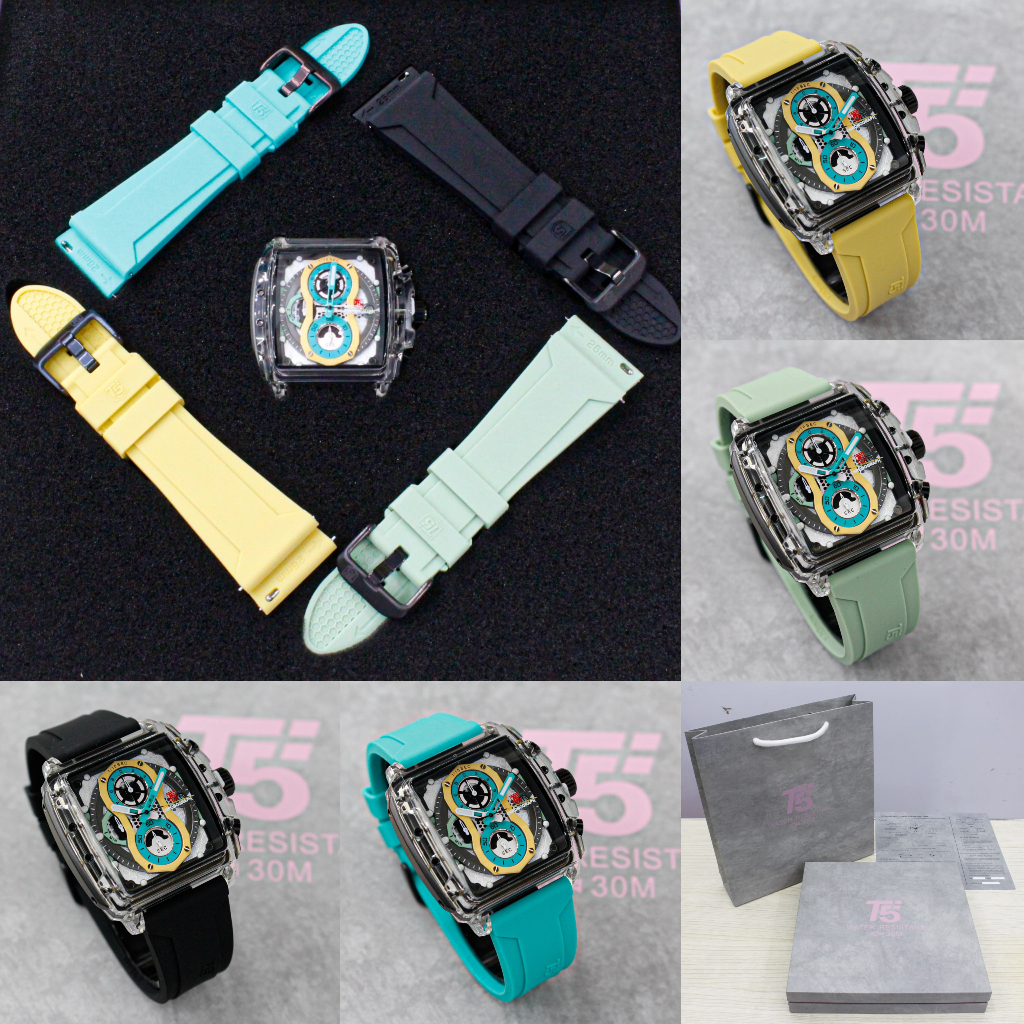 NEW  T5 Special Edition Gift Set Watches 4 Colour Combination (Straps and Dial)/JAM TANGAN T5 H 4032